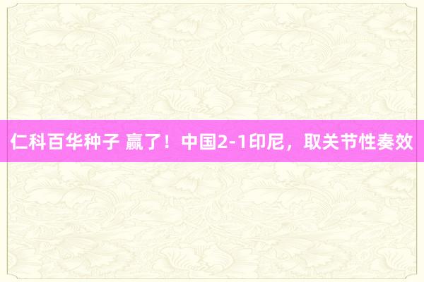 仁科百华种子 赢了！中国2-1印尼，取关节性奏效