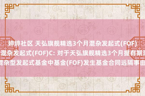 婷婷社区 天弘旗舰精选3个月混杂发起式(FOF)A,天弘旗舰精选3个月混杂发起式(FOF)C: 对于天弘旗舰精选3个月握有期混杂型发起式基金中基金(FOF)发生基金合同远隔事由并干预基金财产计帐体式的公告