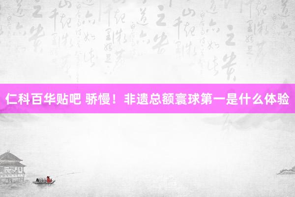 仁科百华贴吧 骄慢！非遗总额寰球第一是什么体验