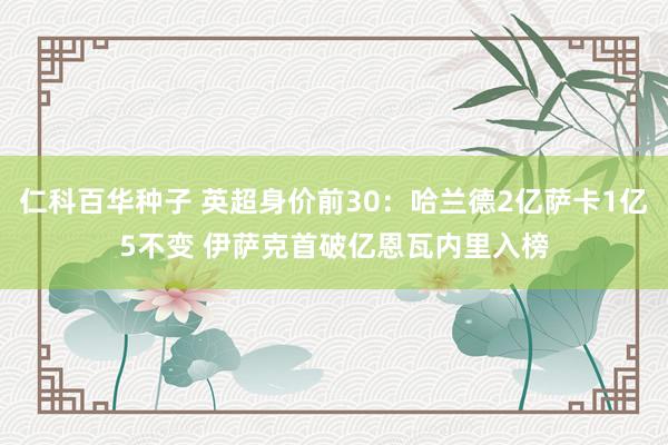 仁科百华种子 英超身价前30：哈兰德2亿萨卡1亿5不变 伊萨克首破亿恩瓦内里入榜