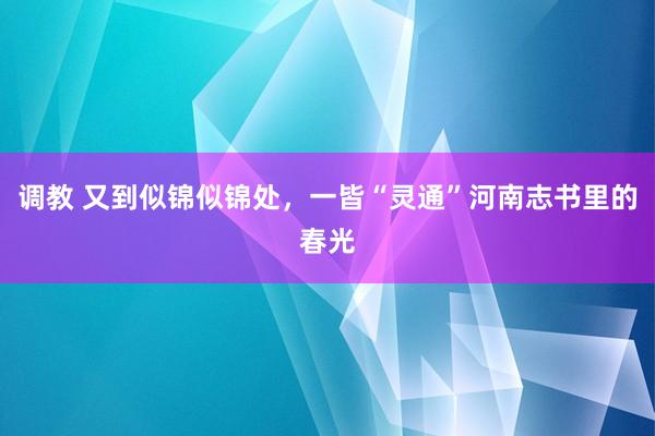 调教 又到似锦似锦处,一皆“灵通”河南志书里的春光