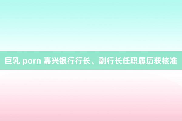 巨乳 porn 嘉兴银行行长、副行长任职履历获核准