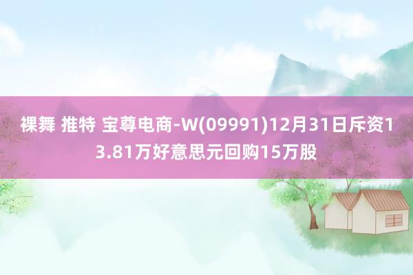 裸舞 推特 宝尊电商-W(09991)12月31日斥资13.81万好意思元回购15万股