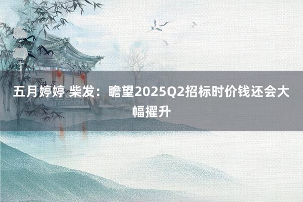 五月婷婷 柴发：瞻望2025Q2招标时价钱还会大幅擢升