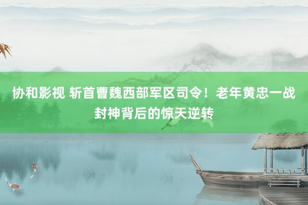 协和影视 斩首曹魏西部军区司令！老年黄忠一战封神背后的惊天逆转