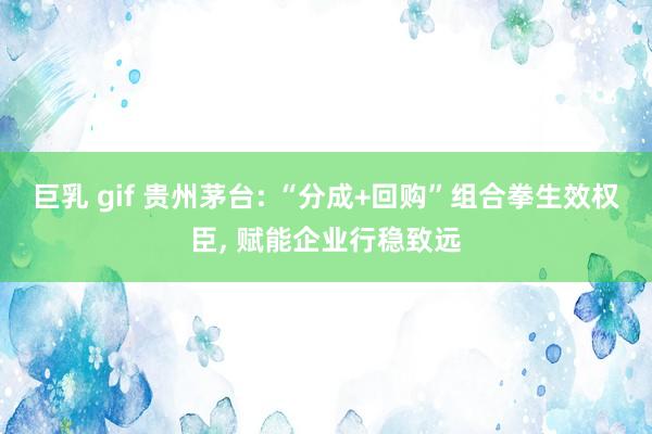 巨乳 gif 贵州茅台: “分成+回购”组合拳生效权臣， 赋能企业行稳致远