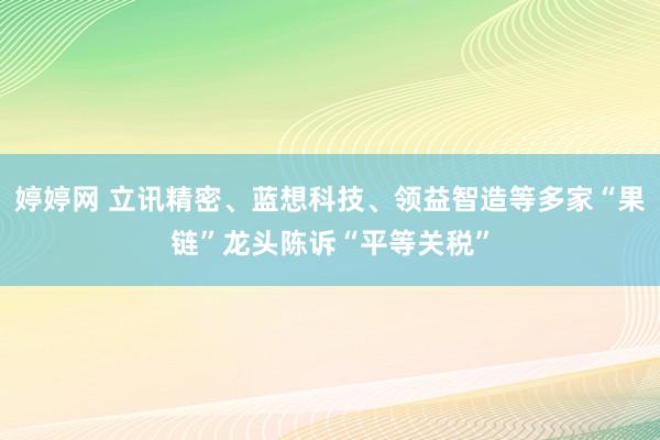 婷婷网 立讯精密、蓝想科技、领益智造等多家“果链”龙头陈诉“平等关税”