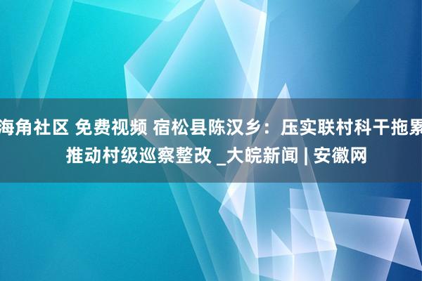 海角社区 免费视频 宿松县陈汉乡：压实联村科干拖累  推动村级巡察整改 _大皖新闻 | 安徽网
