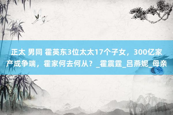 正太 男同 霍英东3位太太17个子女，300亿家产成争端，霍家何去何从？_霍震霆_吕燕妮_母亲