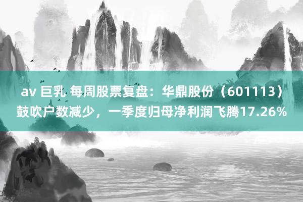 av 巨乳 每周股票复盘：华鼎股份（601113）鼓吹户数减少，一季度归母净利润飞腾17.26%