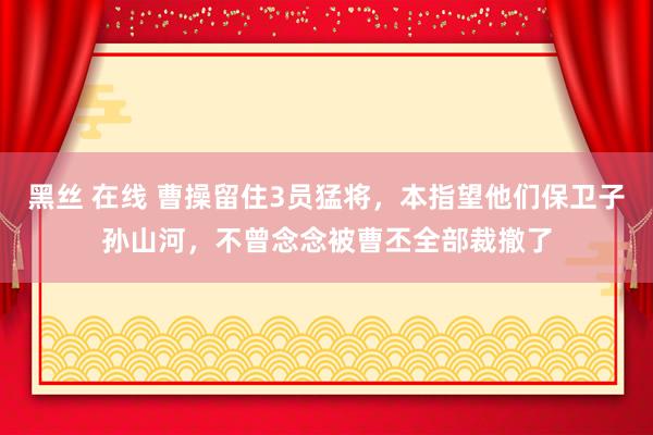黑丝 在线 曹操留住3员猛将，本指望他们保卫子孙山河，不曾念念被曹丕全部裁撤了
