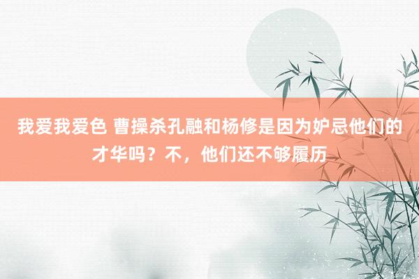 我爱我爱色 曹操杀孔融和杨修是因为妒忌他们的才华吗？不，他们还不够履历