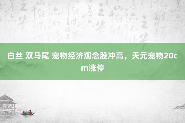 白丝 双马尾 宠物经济观念股冲高，天元宠物20cm涨停